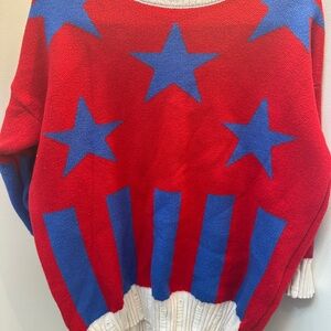 Red and Blue Star Pattern Sweater